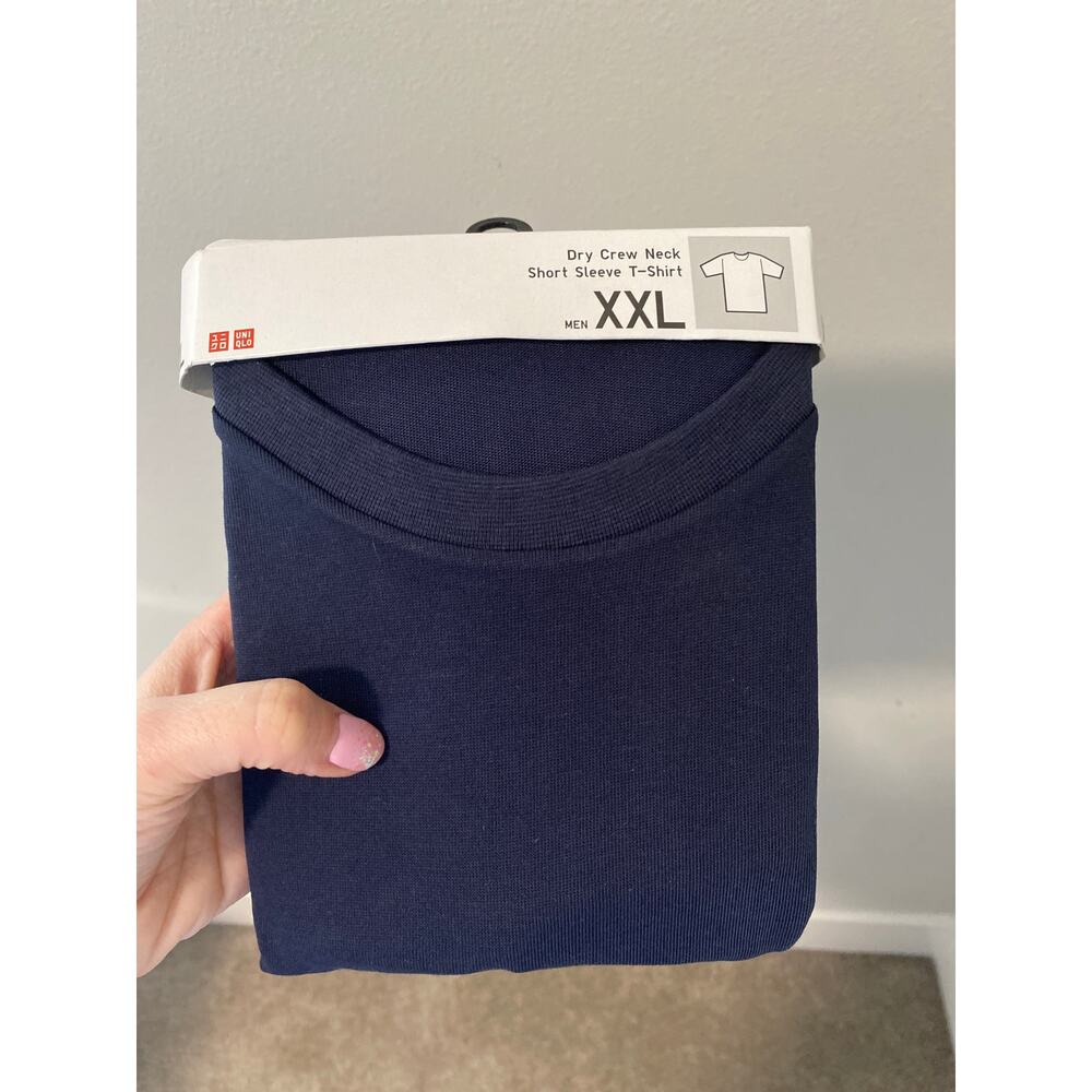 New Uniqlo Men's Dry Crew Neck Short Sleeve Shirt, Navy Size XXL